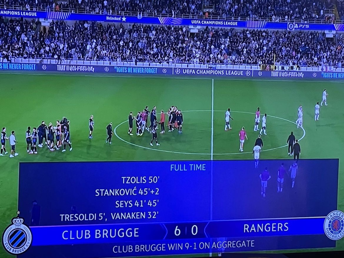 Match Report – Club Brugge 6-0 Rangers